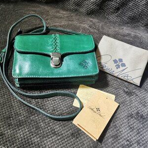 Ariella Green/Antique Brass Crossbody Organizer EUC #234